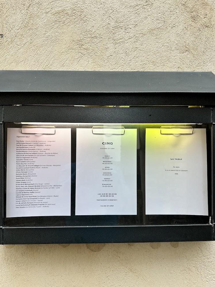 Cinq - Menu Image 2